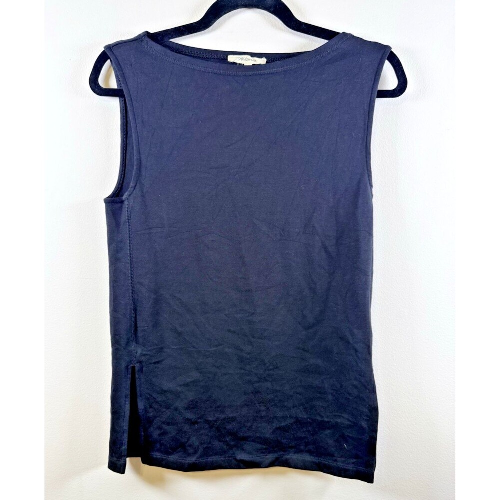 NWT Madewell Womens Black Solid Boat Neck Sleeveless Knit Tank Top - M